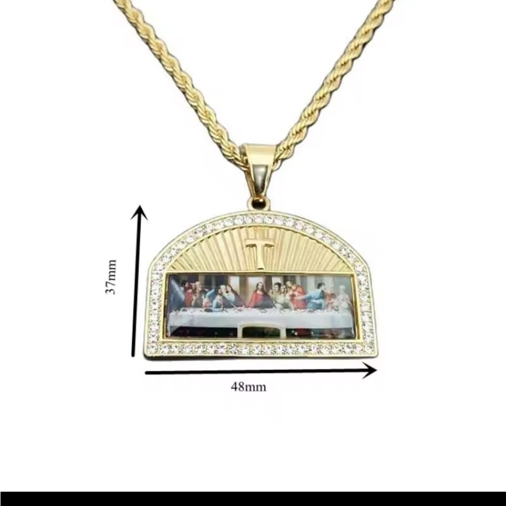 Gold Religious Pendant Necklace